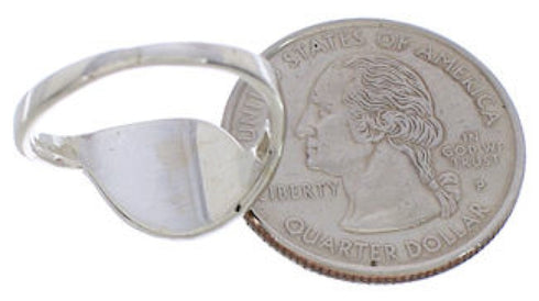 Turquoise Inlay Southwest Sterling Silver Ring Size 7-1/4 WX41059