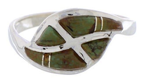 Sterling Silver Jewelry Turquoise Inlay Ring Size 8-1/4 WX41073