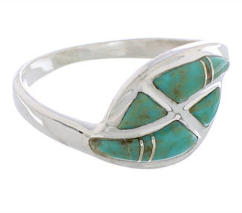 Turquoise Inlay Sterling Silver Southwest Ring Size 5-3/4 WX41105