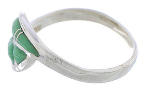 Southwest Turquoise Inlay Sterling Silver Ring Size 7-1/4 WX41111