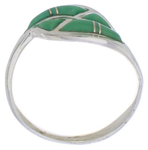 Southwest Turquoise Inlay Sterling Silver Ring Size 7-1/4 WX41111