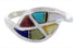 Sterling Silver Multicolor Inlay Ring Size 8-3/4 WX41163