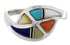 Southwest Multicolor Inlay Silver Ring Size 7-1/4 EX44191