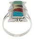 Sterling Silver Multicolor Inlay Southwestern Ring Size 6-3/4 WX41274
