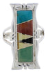 Sterling Silver Southwestern Multicolor Inlay Ring Size 4-3/4 WX41275
