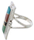 Sterling Silver Southwestern Multicolor Inlay Ring Size 4-3/4 WX41275