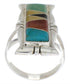 Sterling Silver Southwestern Multicolor Inlay Ring Size 4-3/4 WX41275