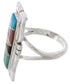 Southwestern Sterling Silver Multicolor Inlay Ring Size 5-3/4 WX41277