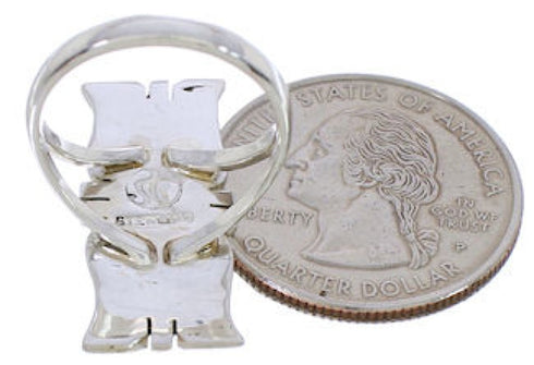 Southwestern Sterling Silver Multicolor Inlay Ring Size 5-3/4 WX41277