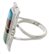 Southwestern Silver Multicolor Inlay Ring Size 7-1/4 WX41278