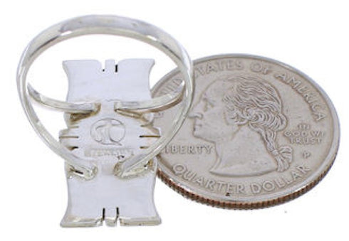 Southwestern Silver Multicolor Inlay Ring Size 7-1/4 WX41278