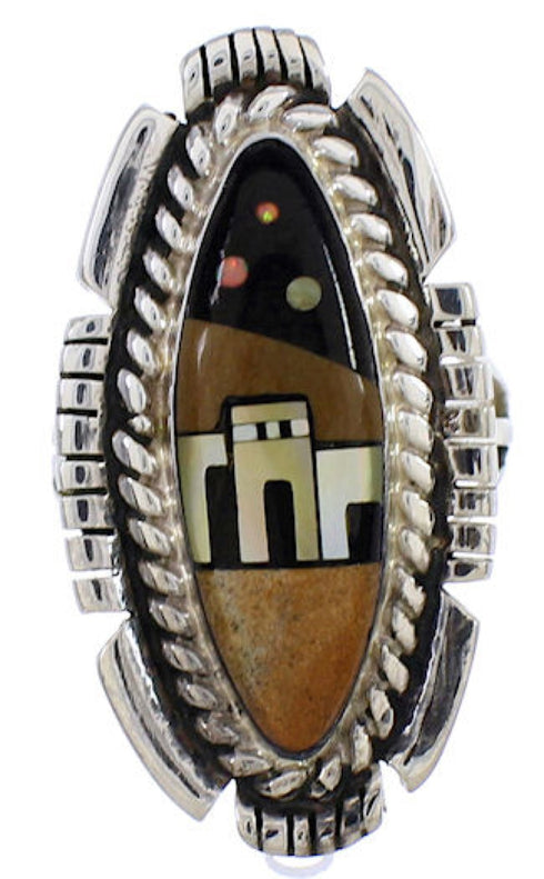 Native American Design Silver Multicolor Ring Size 5-1/4 WX41489