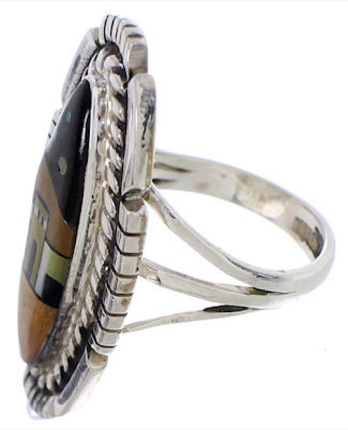 Native American Design Silver Multicolor Ring Size 5-1/4 WX41489