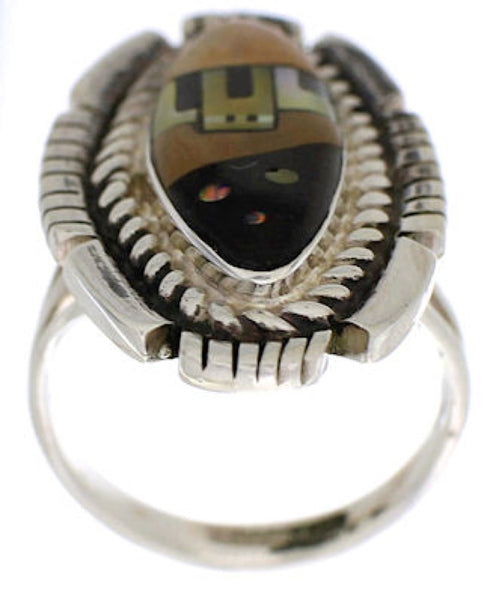 Native American Design Silver Multicolor Ring Size 5-1/4 WX41489