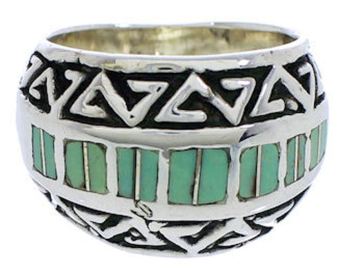 Southwestern Sterling Silver Turquoise Ring Size 5-1/4 WX35899