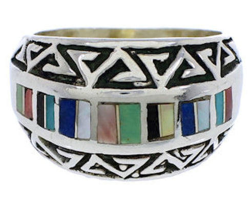 Genuine Sterling Silver Multicolor Southwest Ring Size 6 WX36098