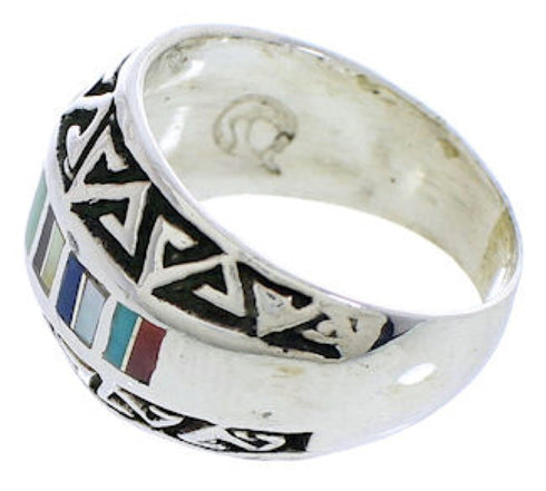 Genuine Sterling Silver Multicolor Southwest Ring Size 6 WX36098