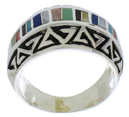Genuine Sterling Silver Multicolor Southwest Ring Size 6 WX36098