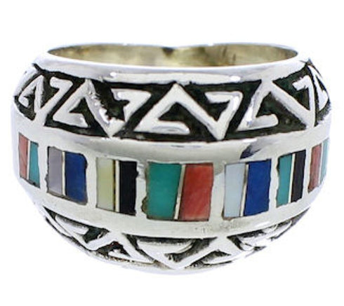 Multicolor Southwest Genuine Sterling Silver Ring Size 5 WX36176