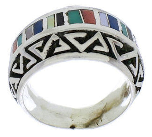 Multicolor Southwest Genuine Sterling Silver Ring Size 5 WX36176