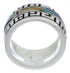 Silver Southwestern Multicolor Inlay Ring Size 4-3/4 WX36272