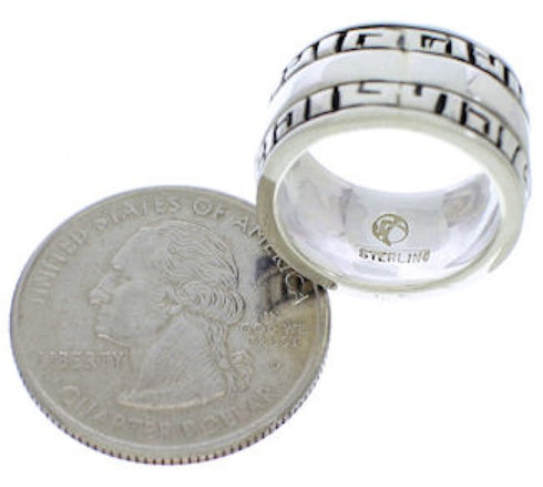 Silver Southwestern Multicolor Inlay Ring Size 4-3/4 WX36272