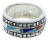 Silver Southwest Multicolor Inlay Ring Size 8-1/4 WX36391