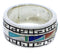 Silver Southwest Inlay Multicolor Ring Size 7-1/4 WX36392