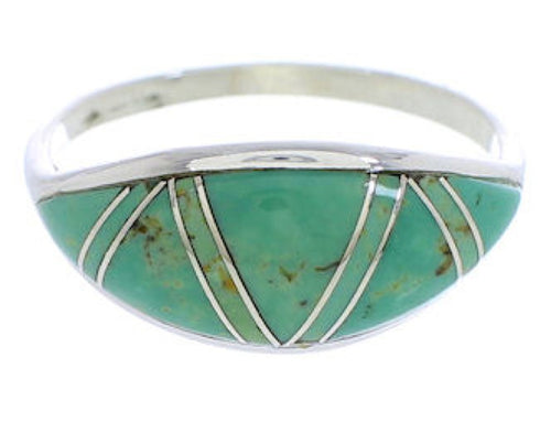Sterling Silver Jewelry Turquoise Inlay Ring Size 8-3/4 ZX36314