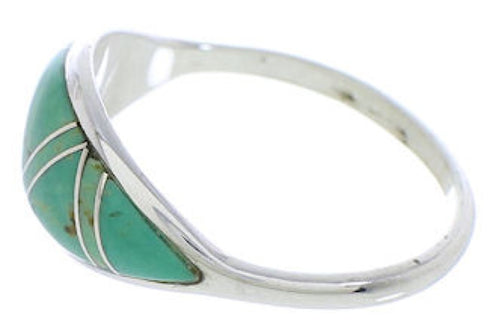 Sterling Silver Jewelry Turquoise Inlay Ring Size 8-3/4 ZX36314