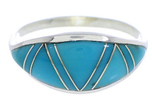 Sterling Silver Turquoise Inlay Ring size 7-1/2 ZX36329