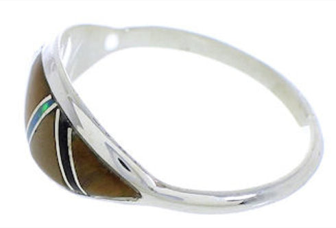 Tiger Eye Sterling Silver Multicolor Jewelry Ring Size 8-1/4 ZX36077