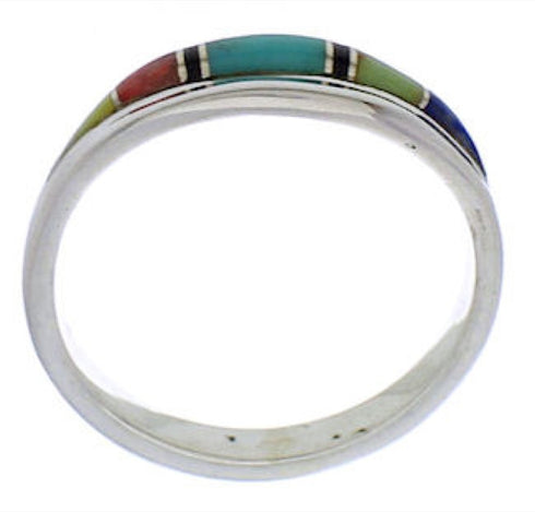 Multicolor Southwest Sterling Silver Jewelry Ring Size 7-3/4 ZX37038