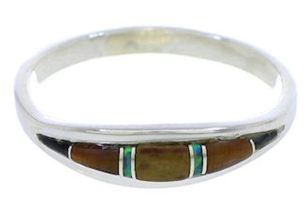 Tiger Eye Multicolor Southwest Sterling Silver Ring Size 8-1/4 ZX36684