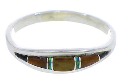 Sterling Silver Tiger Eye Multicolor Inlay Ring Size 6-3/4 ZX36677