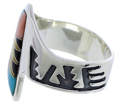 Southwest Sterling Silver Multicolor Ring Size 9-1/2 EX40911