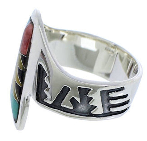 Southwest Sterling Silver Multicolor Ring Size 7-1/2 EX41060