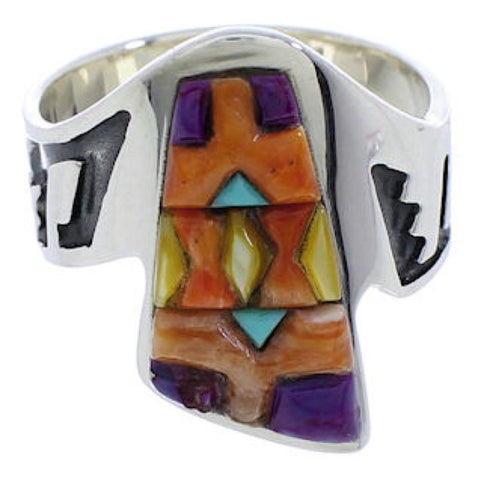 Southwest Multicolor Sterling Silver Ring Size 7-1/2 EX40929