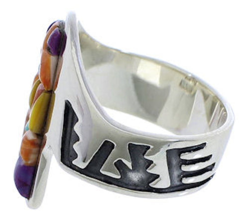 Southwest Multicolor Sterling Silver Ring Size 7-1/2 EX40929