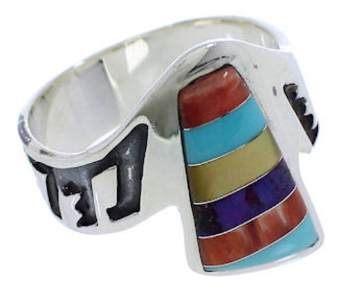 Southwest Multicolor Sterling Silver Ring Size 7-1/2 EX40943