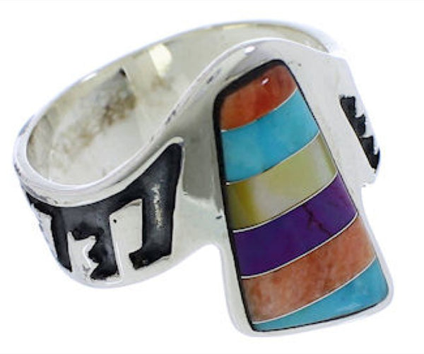 Southwestern Multicolor Inlay Ring Size 8-1/2 EX40947