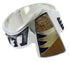 Tiger Eye And Multicolor Silver Ring Size 8-3/4 EX40958