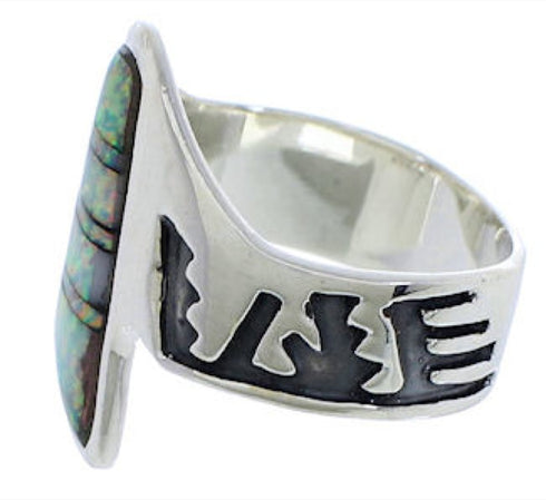 Genuine Sterling Silver And Opal Inlay Ring Size 7-3/4 EX40971