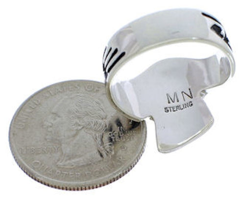 Genuine Sterling Silver And Opal Inlay Ring Size 7-3/4 EX40971