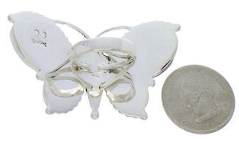 Butterfly Large Statement Turquoise Silver Ring Size 8-1/2 EX40980