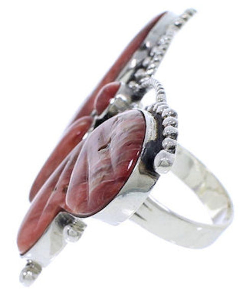 Butterfly Large Statement Red Oyster Shell Ring Size 9-3/4 EX40993