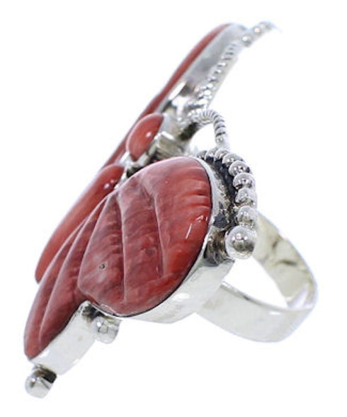 Large Statement Butterfly Red Oyster Shell Ring Size 9-3/4 EX40994