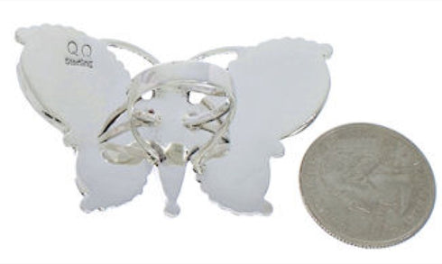Large Statement Howlite Butterfly Silver Ring Size 6-3/4 EX40999