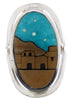 Multicolor Native American Pueblo Design Ring Size 7-1/4 EX42310