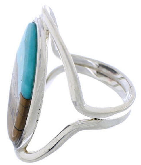 Multicolor Native American Pueblo Design Ring Size 7-1/4 EX42310